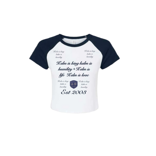 'Kalm is King' Embroidered Ringer Tee Ladies